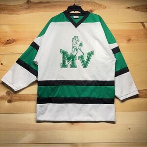 Vintage Moundsview Hockey Jersey Large White Green Minnesota High School